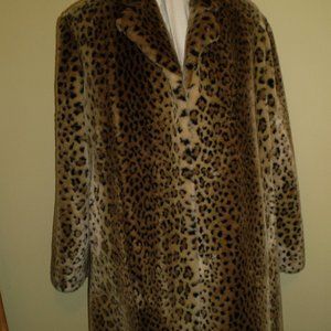 Beautiful Mint Donna Salyers XL Leopard Faux Fur Mid Length Coat